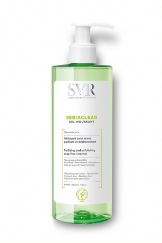 Sebiaclear gel moussant espuma limpiadora desincrustante sin jabon purificante svr 1 envase 400 ml - acne