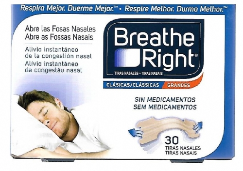 Breathe Right Clásicas Grandes 30 tiras nasales