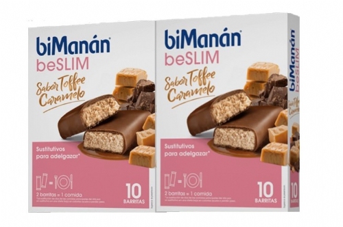 Bimanan beSlim Barritas Toffee-Caramelo duplo 2 x 10 barritas