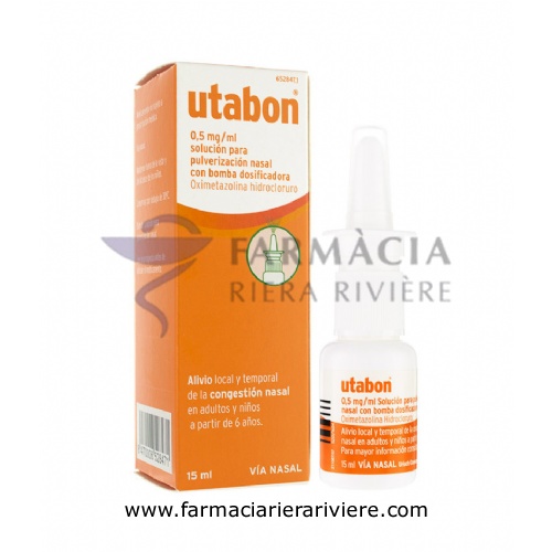 UTABON 0,5 mg/ml SOLUCION PARA PULVERIZACION NASAL CON BOMBA DOSIFICADORA, 1 envase pulverizador de 