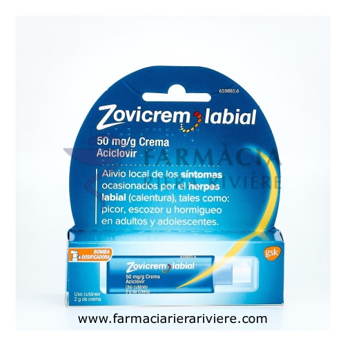 ZOVICREM LABIAL 50 mg/g CREMA, 1 frasco de 2 g