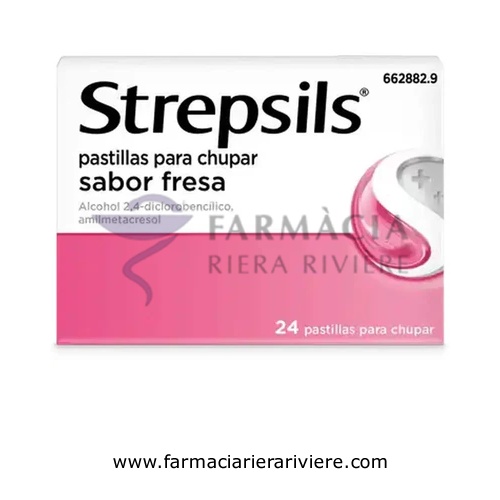 STREPSILS PASTILLAS PARA CHUPAR SABOR FRESA, 24 pastillas