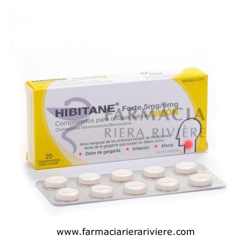 HIBITANE  5 mg/5 mg COMPRIMIDOS PARA CHUPAR SABOR LIMON , 20 comprimidos