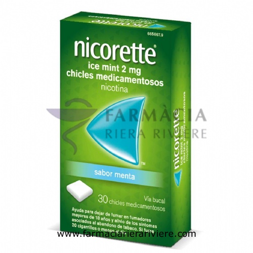 NICORETTE ICE MINT 2 mg CHICLES MEDICAMENTOSOS, 30 chicles