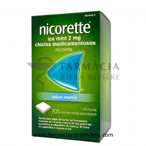 NICORETTE ICE MINT 2 mg CHICLES MEDICAMENTOSOS, 105 chicles