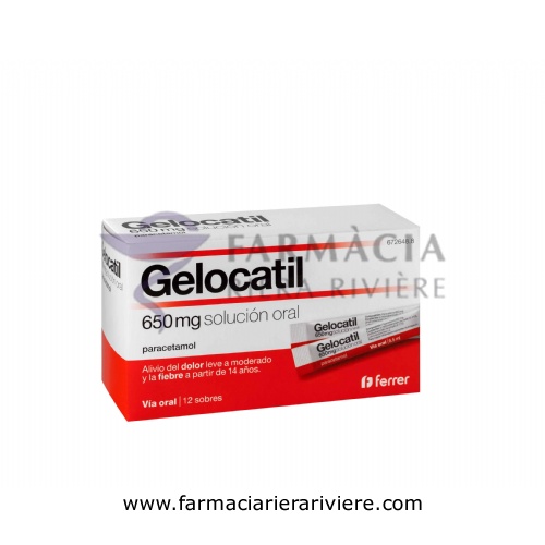 GELOCATIL 650 mg SOLUCION ORAL, 12 sobres