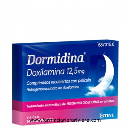 DORMIDINA DOXILAMINA 12,5 mg COMPRIMIDOS RECUBIERTOS CON PELICULA , 14 comprimidos