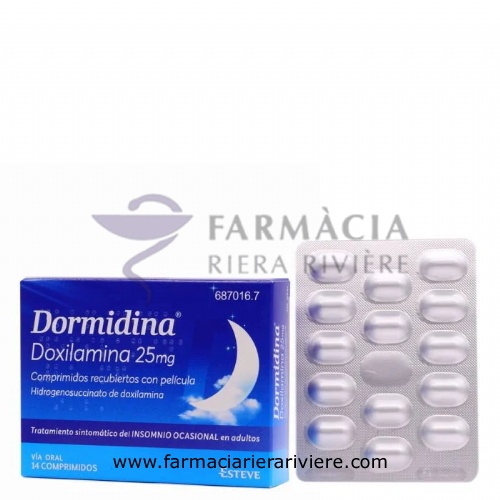 DORMIDINA DOXILAMINA 25 mg COMPRIMIDOS RECUBIERTOS CON PELICULA , 14 comprimidos
