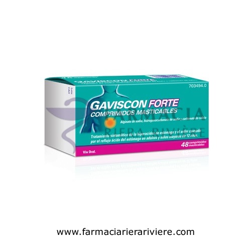 GAVISCON FORTE COMPRIMIDOS MASTICABLES , 48 comprimidos