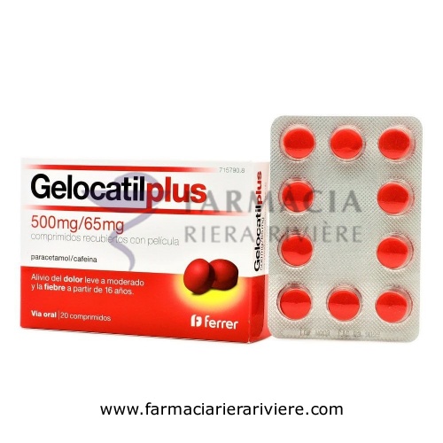 GELOCATIL PLUS 500 MG/65 MG COMPRIMIDOS RECUBIERTOS CON PELICULA, 20 comprimidos
