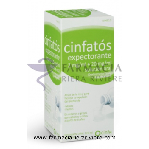CINFATOS EXPECTORANTE 2 mg/ml + 20 mg/ml SOLUCION ORAL, 1 frasco de 200 ml
