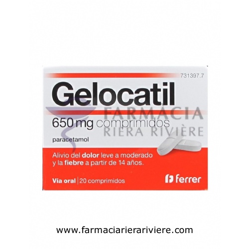 GELOCATIL 650 mg COMPRIMIDOS, 20 comprimidos