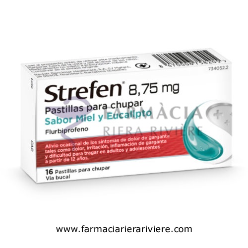 STREFEN 8,75 MG PASTILLAS PARA CHUPAR SABOR MIEL Y EUCALIPTO, 16 pastillas