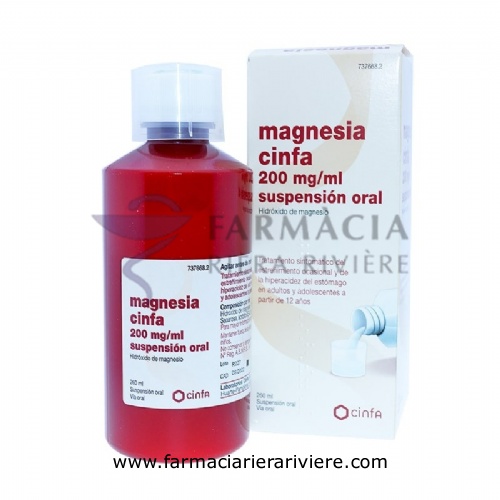 MAGNESIA CINFA 200 mg/ ml SUSPENSION ORAL, 1 frasco de 260 ml