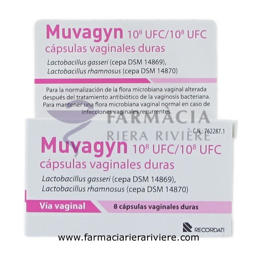 MUVAGYN 10E8 UFC/10E8 UFC CAPSULAS VAGINALES DURAS, 8 cápsulas