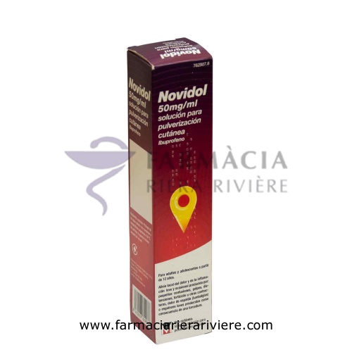 NOVIDOL 50 MG/ML SOLUCION PARA PULVERIZACION CUTANEA, 1 envase de 50 ml