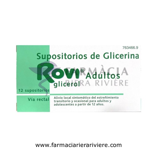 SUPOSITORIOS DE GLICERINA ROVI ADULTOS, 12 supositorios