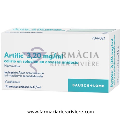 ARTIFIC 3,20 mg/ml COLIRIO EN SOLUCION EN ENVASE  UNIDOSIS , 30 envases unidosis de 0,5 ml