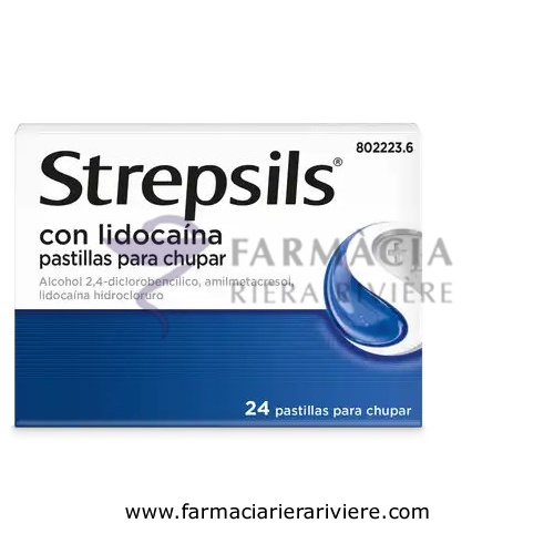 STREPSILS CON LIDOCAINA PASTILLAS PARA CHUPAR , 24 pastillas