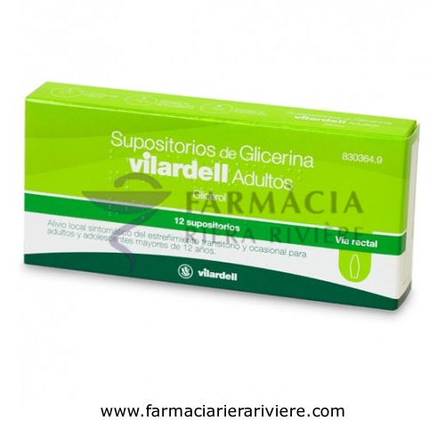 SUPOSITORIOS DE GLICERINA VILARDELL ADULTOS, 12 supositorios