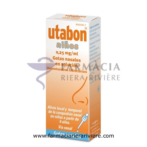UTABON NIÑOS 0,25 mg/ml GOTAS NASALES EN SOLUCION, 1 frasco de 15 ml