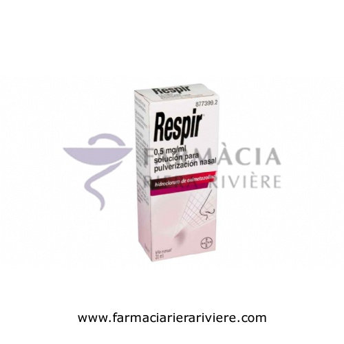 RESPIR 0,5 mg/ml SOLUCION PARA PULVERIZACION NASAL , 1 frasco de 20 ml (Frasco+bomba pulverizadora)