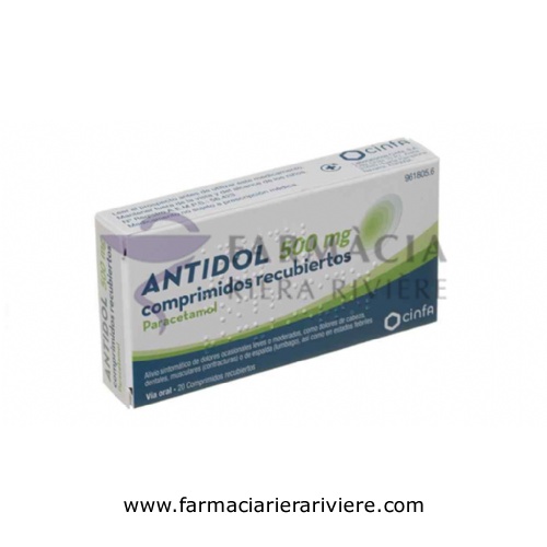 ANTIDOL  500 mg COMPRIMIDOS RECUBIERTOS , 20 comprimidos