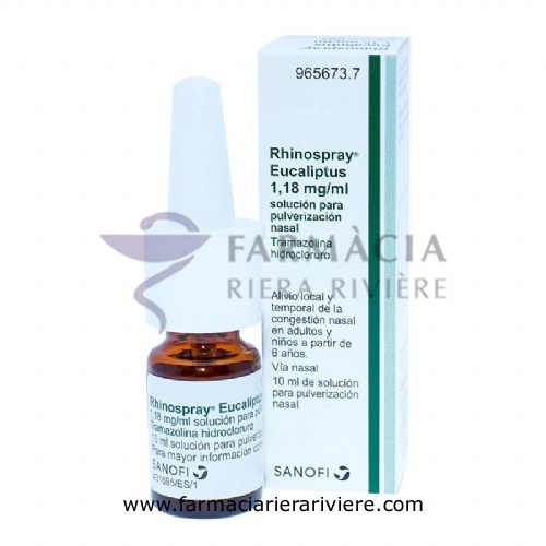 RHINOSPRAY EUCALIPTUS 1,18 mg/ ml SOLUCION PARA PULVERIZACION NASAL , 1 envase pulverizador de 10 ml