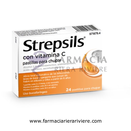 STREPSILS CON VITAMINA C PASTILLAS PARA CHUPAR , 24 pastillas