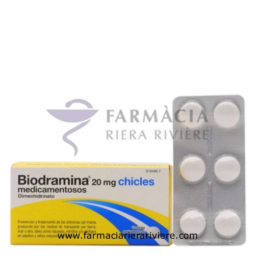 BIODRAMINA 20 mg CHICLES MEDICAMENTOSOS , 12 chicles