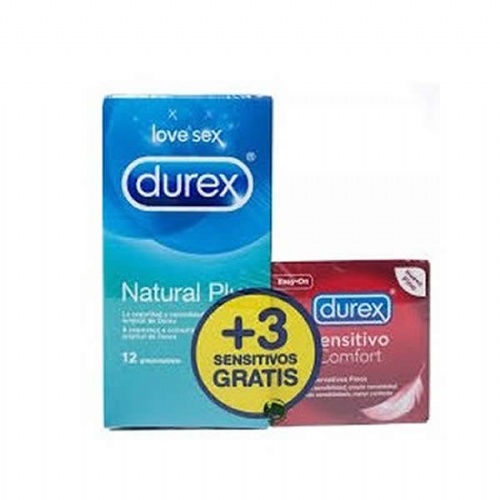 Durex natural plus + durex sensitivo confort preservativos 12 + 3 preservativos pack - preservativos
