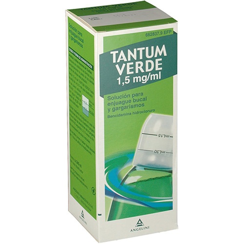 TANTUM VERDE 1,5 mg/ml SOLUCION PARA GARGARISMOS Y ENJUAGUE BUCAL , 1 frasco de 240 ml