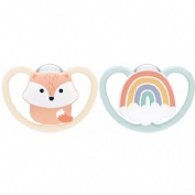 Chupete silicona - nuk space (0 - 6 meses 2 unidades zorro rosa)