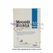 MINOXIDIL BIORGA 50 MG/ML SOLUCION CUTANEA , 3 frascos de 60 ml y 3 accionadores con boquilla y 2 ac