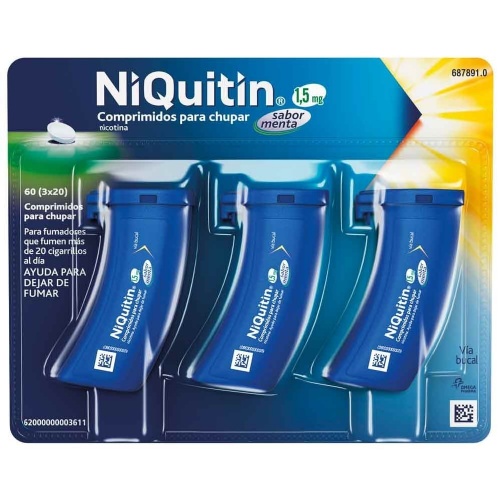 NIQUITIN 1,5 mg COMPRIMIDOS PARA CHUPAR SABOR MENTA , 60 comprimidos